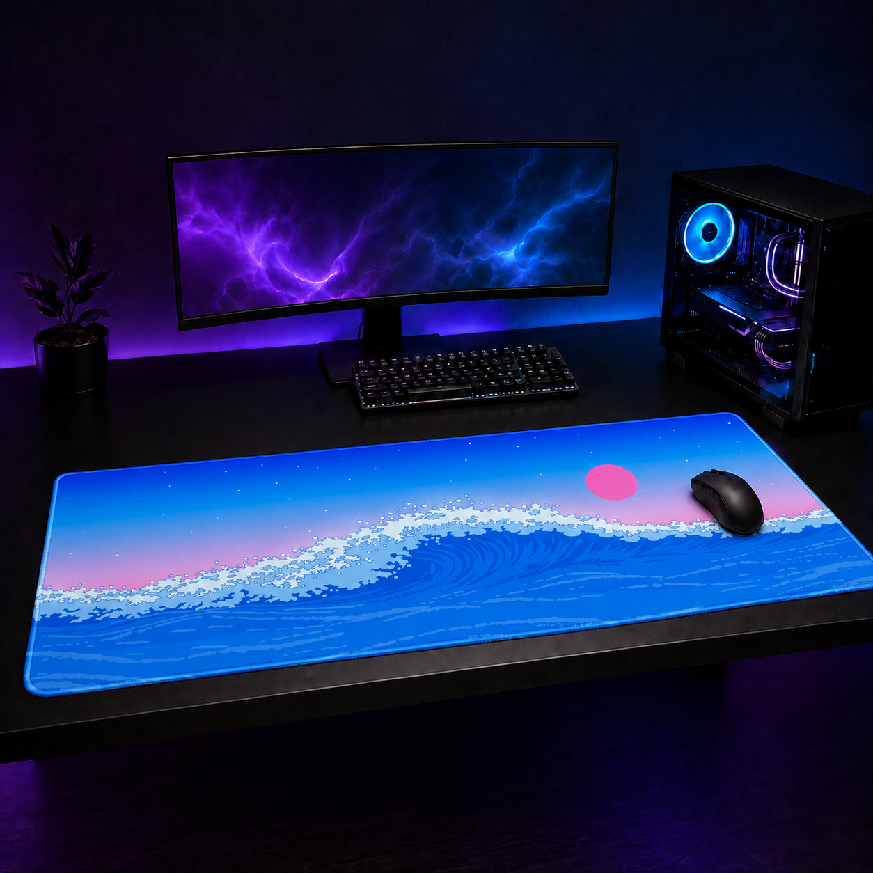 Waves XXL Gaming Mouse Pad & Desk Mat (36×16)