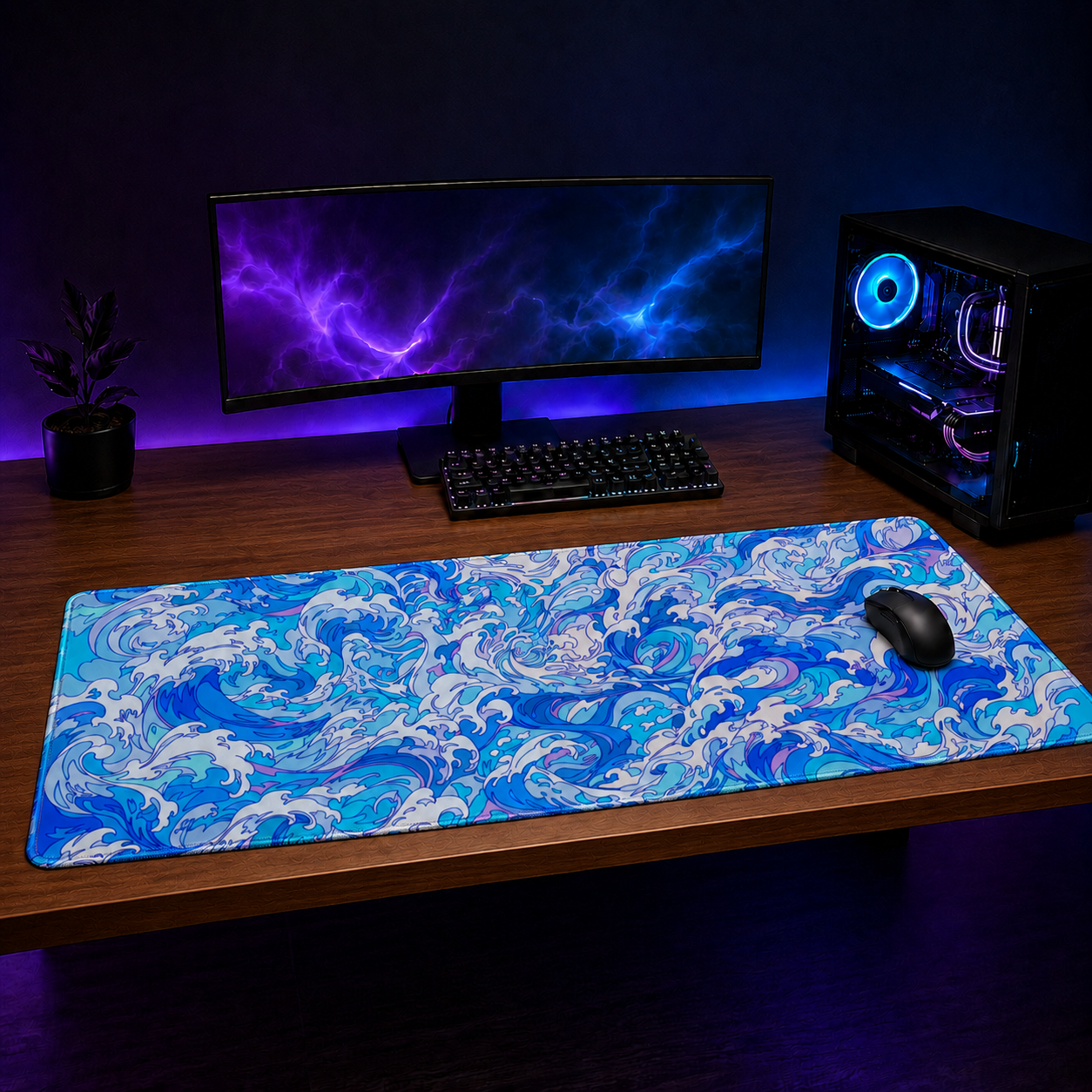 Waves 2 XXL Gaming Mouse Pad & Desk Mat (36×16)