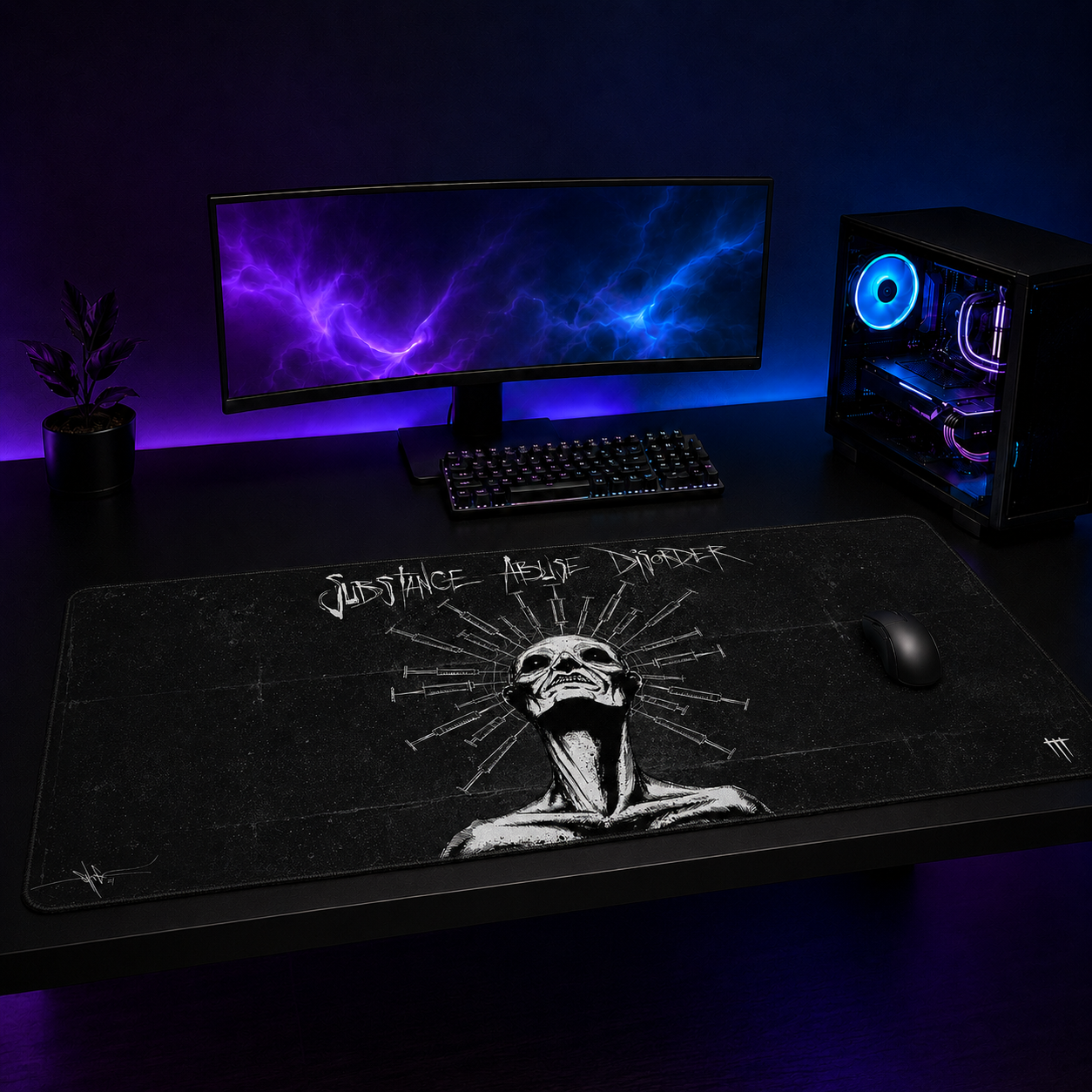 Substance Abuse Disorder XXL Gaming Mouse Pad & Desk Mat (36×16)