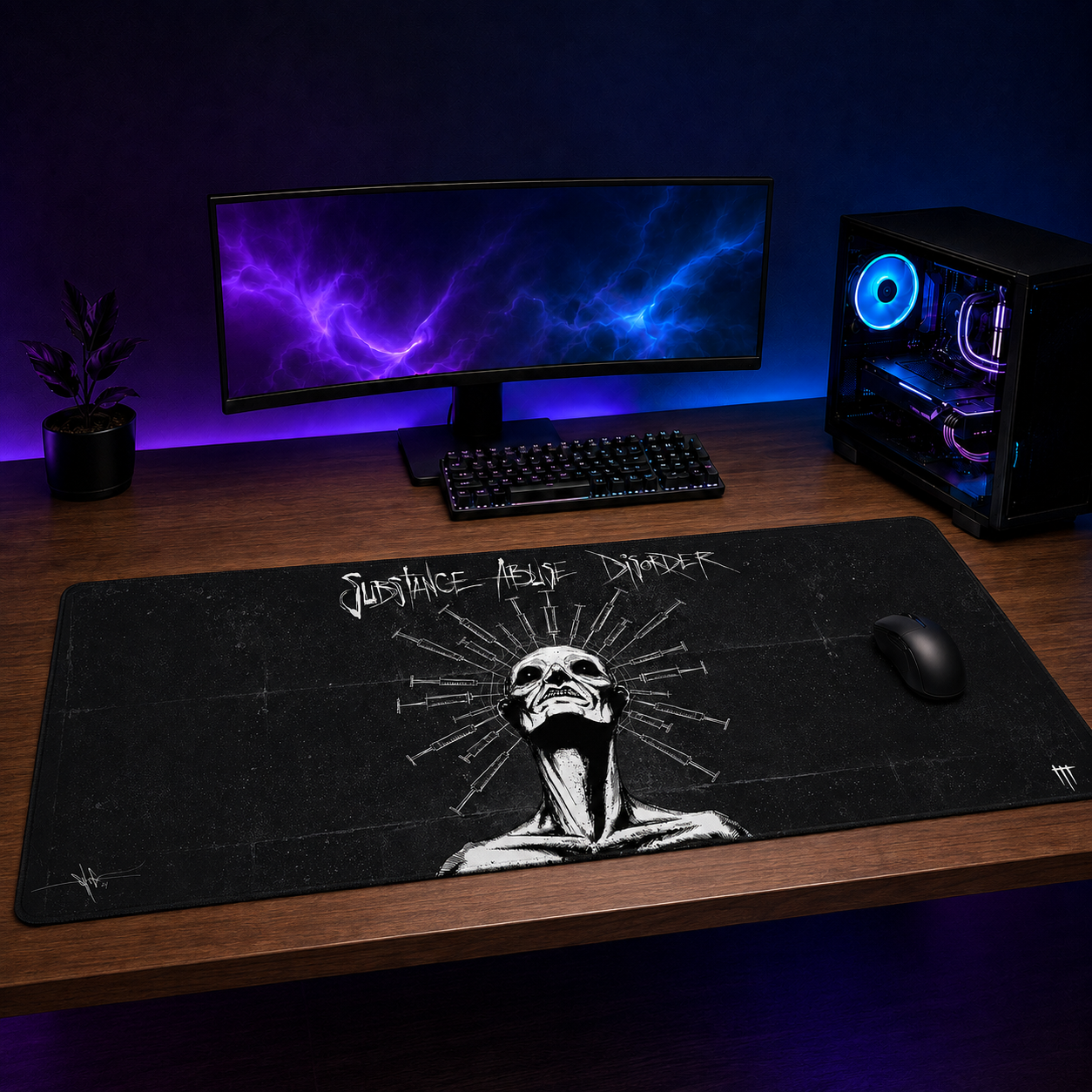 Substance Abuse Disorder XXL Gaming Mouse Pad & Desk Mat (36×16)