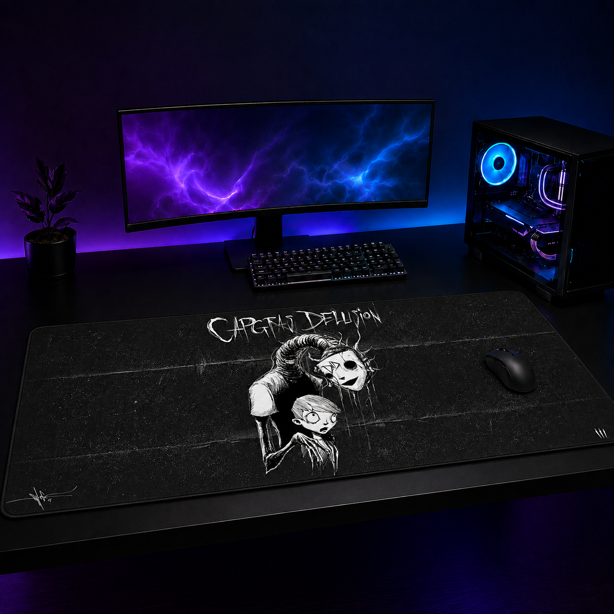 Capgras Delusion XXL Gaming Mouse Pad & Desk Mat (36×16)