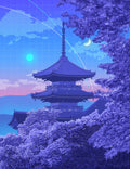 Moonlit Pagoda Commute Acrylic Wall Art
